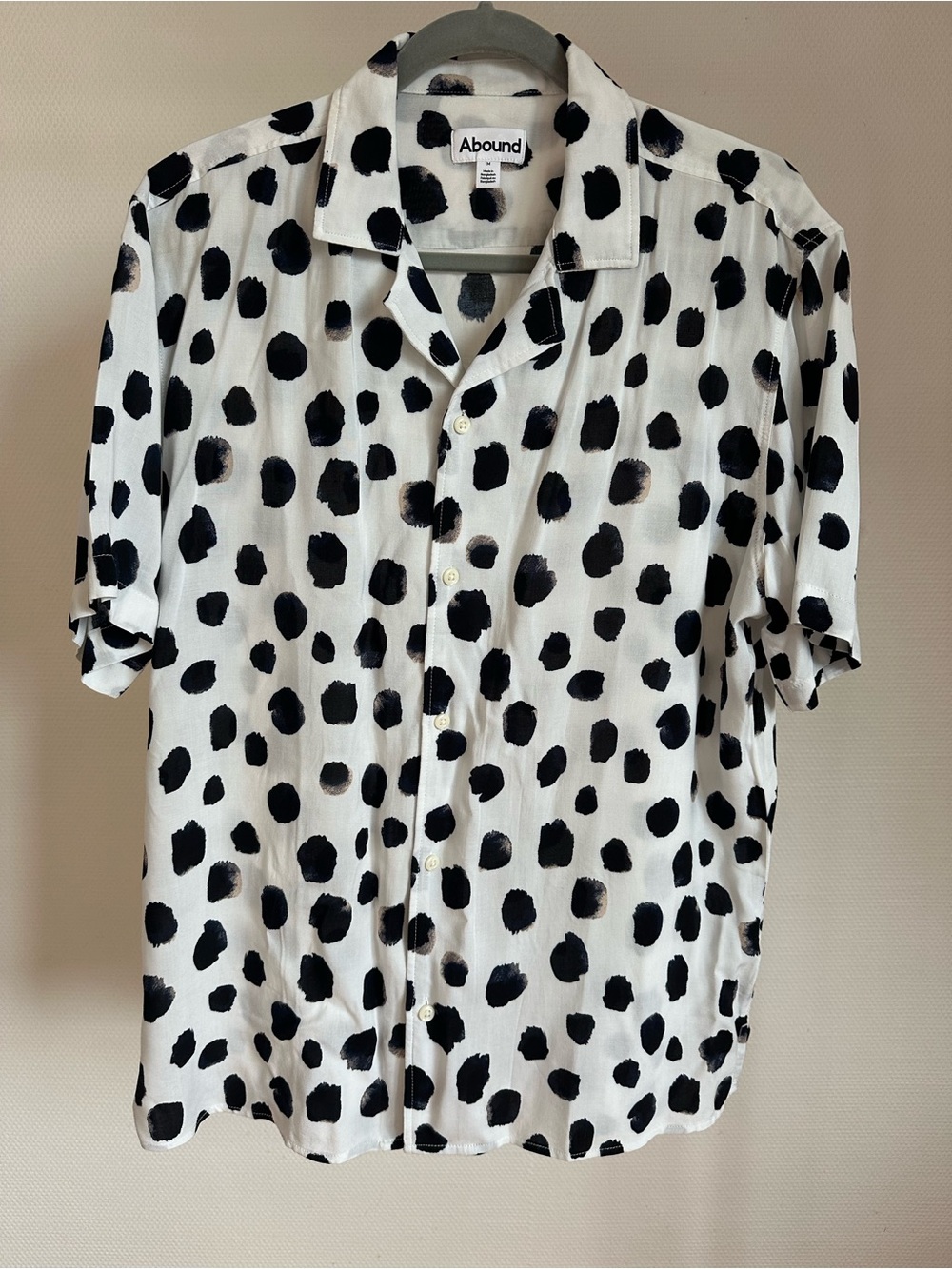Abound Black and White Polka Dot Short-Sleeve Button-Down Shirt